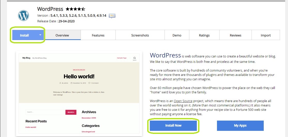 WordPress Install